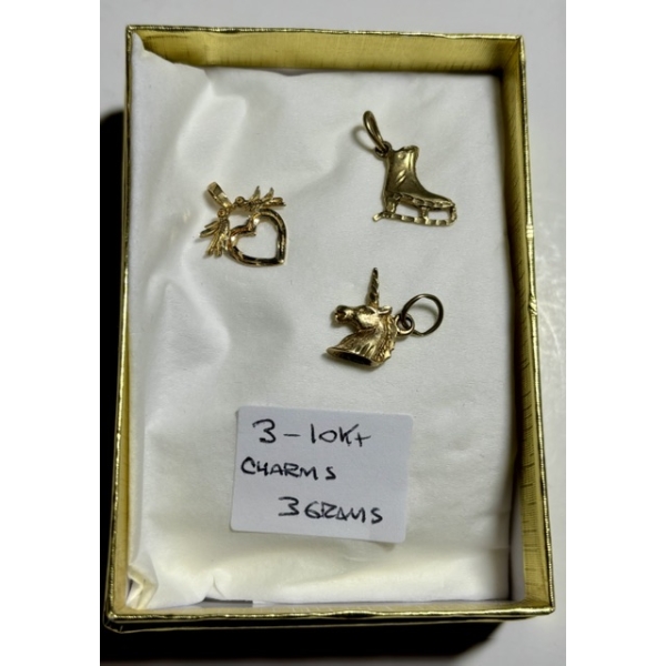 3 - 10KT CHARMS/PENDANTS, 3G