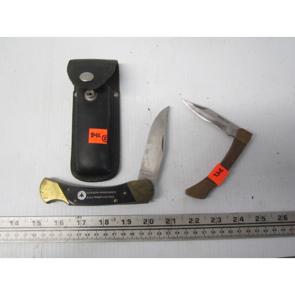 FOLDING KNIFE & A FOLDING COLONIAL KNIFE W/SHEATH