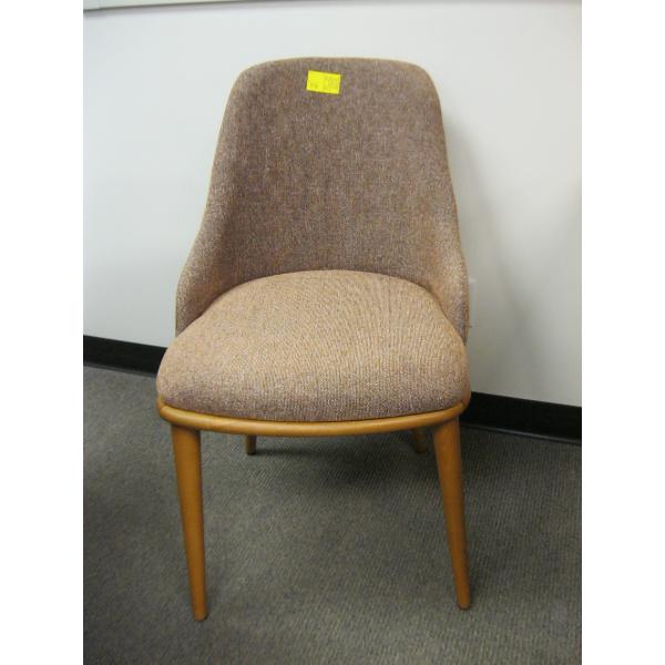 RED TINGE WOOD FRAMED DINING CHAIR