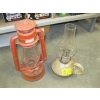 Image 1 : BARN LANTERN & A CERAMIC BASED COAL OIL LANTERN