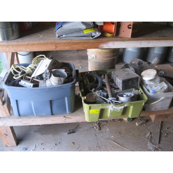 MISC. HARDWARE, BINS, CHAIN, ETC.