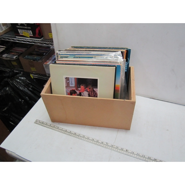 WOODEN BOX OF RECORDS