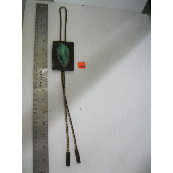 INLAID TURQUOISE IN WOOD OR STONE?? BOLO TIE