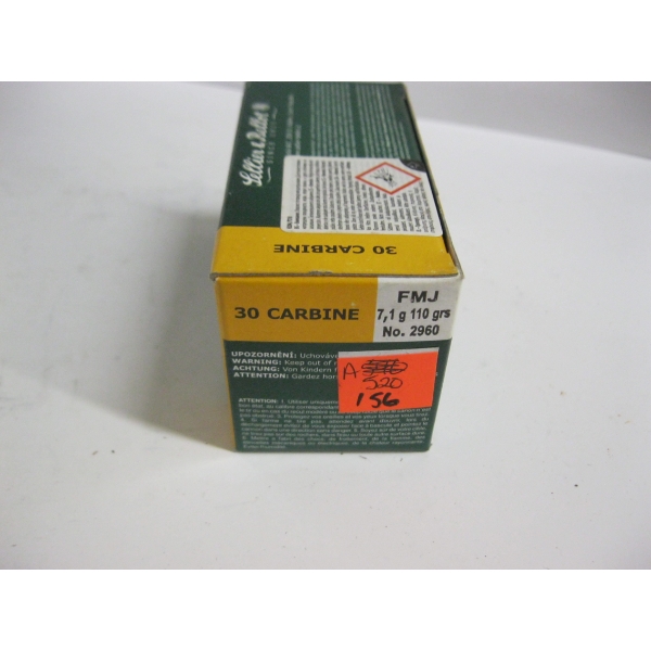 SELLIER & BELLOT 30 CARBINE 7.1G 110GRS FMJ|1X50 NABOJU CARTRIDGES