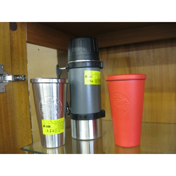THERMOS & 2 STARBUCKS MUGS