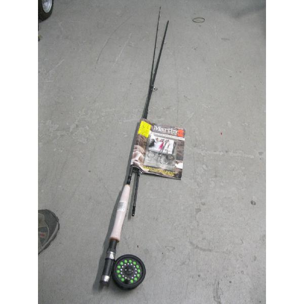 MARTIN FLY ROD W/FLIES, TIE ITEMS, REEL, ETC.
