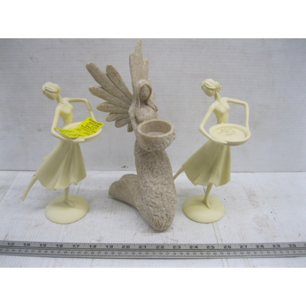 3 PARTY LITE FIGURINE CANDLEHOLDERS