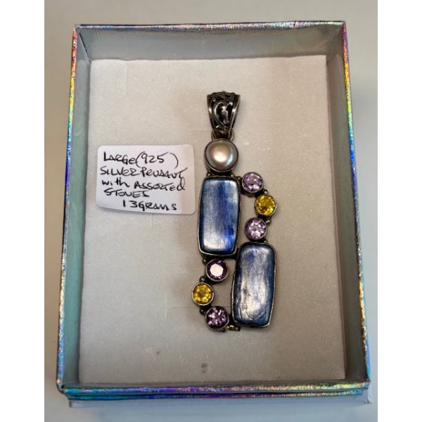 LG. .925 PENDANT W/ASST. STONES