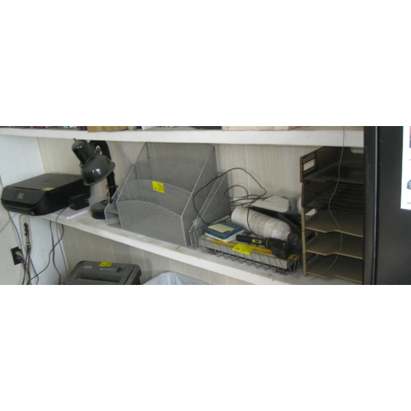 LOT OF MISC. OFFICE ITEMS - FIRE EXTINGUISHER, ADDING MACHINE, LAMP, SCANNER, ETC.