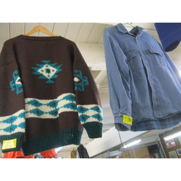 WOOL SWEATER & A JEAN SHIRT, SZ M