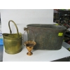 Image 1 : COPPER BOILER, COPPER BASKET & A BRASS COAL BUCKET