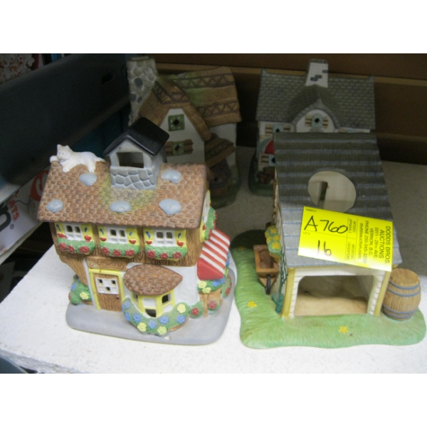 4 VILLAGE HOUSES CANDLE HOLDERS
