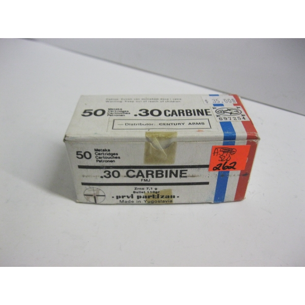 PRVI PARTIZAN .30 CABINE FMJ 110GR|1X50 CARTRIDGES