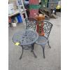 Image 1 : SM. PATIO TABLE W/2 CHAIRS & A WOODEN PLANT STAND