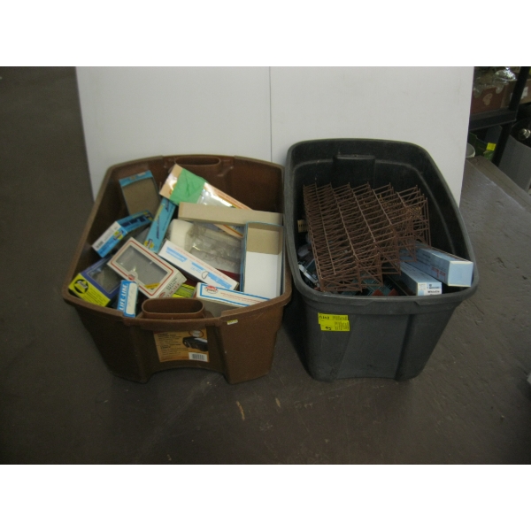 2 BINS OF MISC. TRAIN ACCESS. BOXES, ETC.