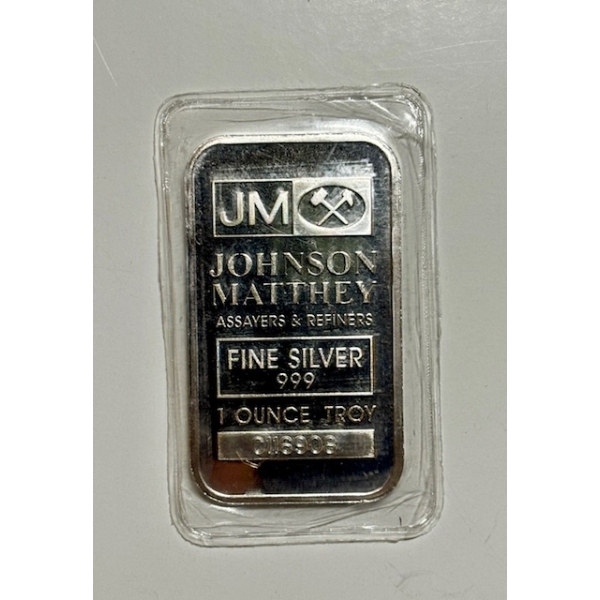 1 OZ. JOHNSON MATTHEY .999 SILVER BAR (TAX EXEMPT)