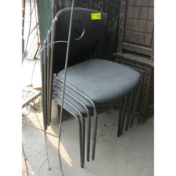 4 BLACK STACKING CHAIRS