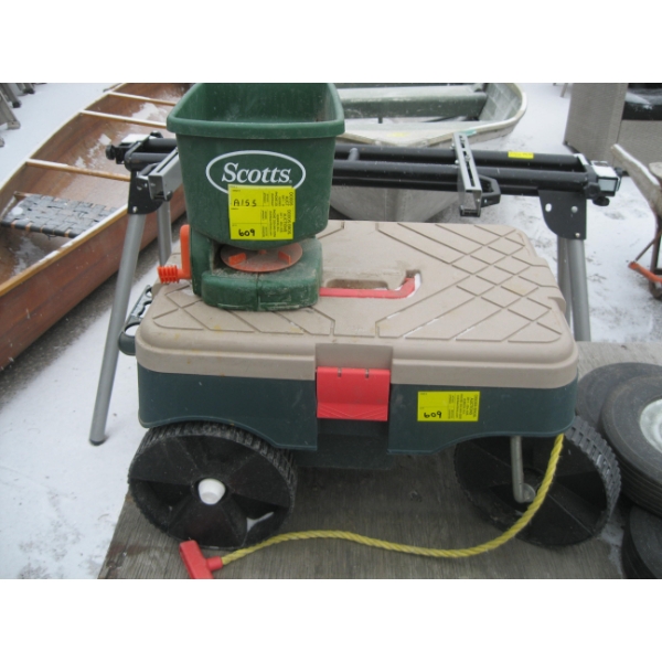 GARDEN CART, STORAGE BOX & FERTILIZER SPREADER