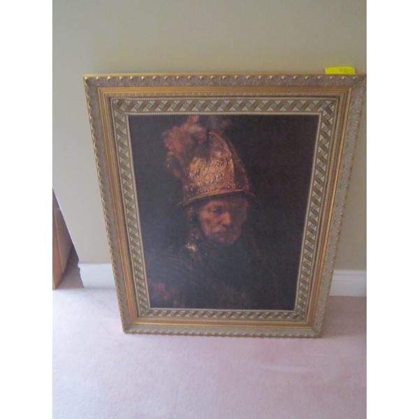 FRAMED REMBRANDT PRINT - "MAN IN GOLDEN HELMET"