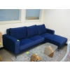 Image 1 : BLUE UPHOLSTERED SOFA W/LOUNGE END