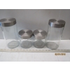 Image 2 : 2 FLATS + OF GLASS CANNISTERS W/METAL LIDS