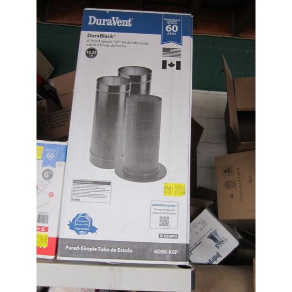 6" DURABLACK SINGLE WALL UP THROUGH CEILING STOVE PIPE KIT