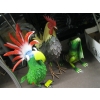 Image 1 : 3 METAL FIGURINES: PARROT, ROOSTER, LIZARD