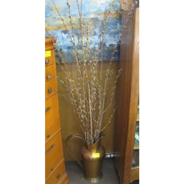 LG. COPPER VASE W/PUSSYWILLOWS
