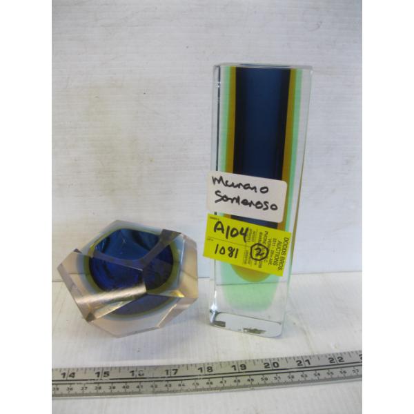 2 MURANO SOMMERSO GLASS PIECES