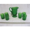Image 1 : NUGGET GREEN GLASS PITCHER W/6 TUMBLERS