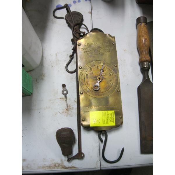 LG. BRASS SPRING SCALE & SM. BEAM SCALE