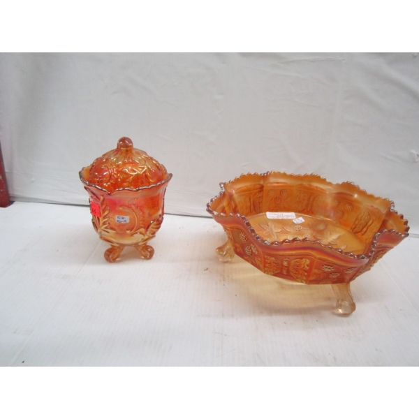 2 PIECES OF CARNIVAL GLASS