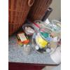 Image 2 : WICKER LAUNDRY HAMPER, STORAGE BOX, GLASS BOWLS, ETC.