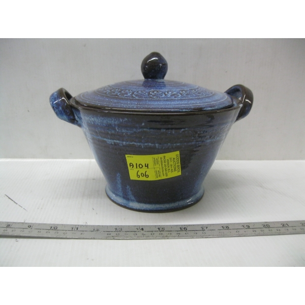 POTTERY LIDDED POT