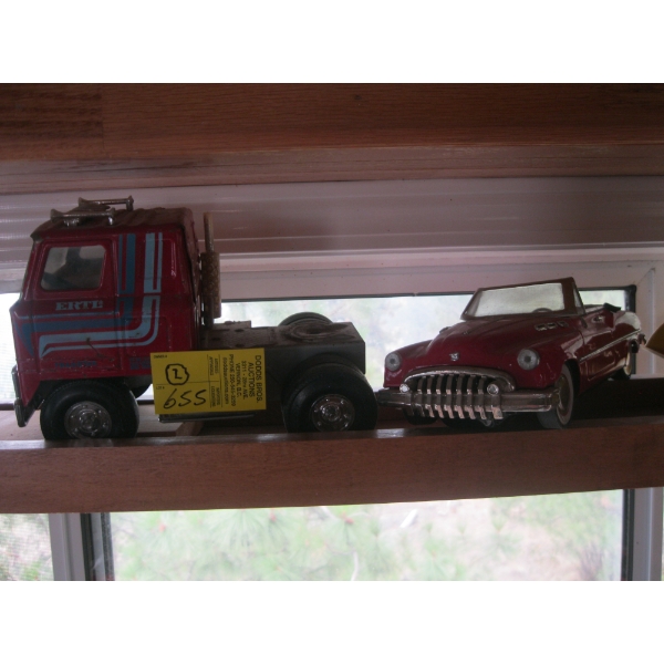 RED TIN CAR & BURTELL SEMI TRACTOR