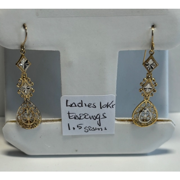 LADIES 10KT EARRINGS, 1.5GR