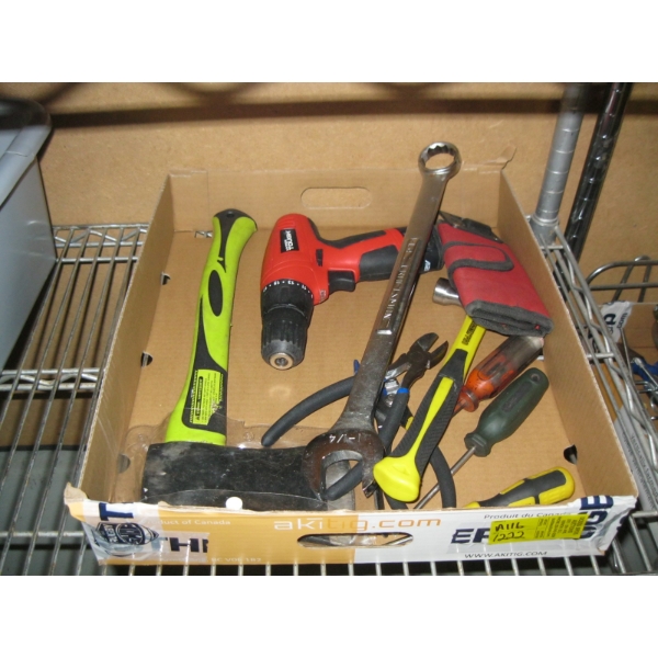 ASST. TOOLS: LG. WRENCH, HATCHET, ETC.
