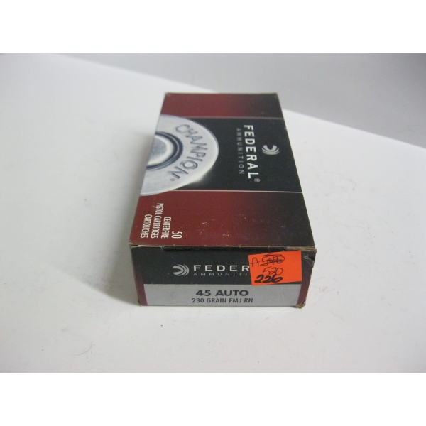 FEDERAL 45 AUTO 230GRS FMJ RN|1X50 CENTERFIRE CARTRIDGES