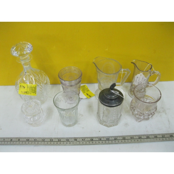 ASST. VINTAGE GLASSWARE - CREAMERS, PICKLE JAR, ETC.