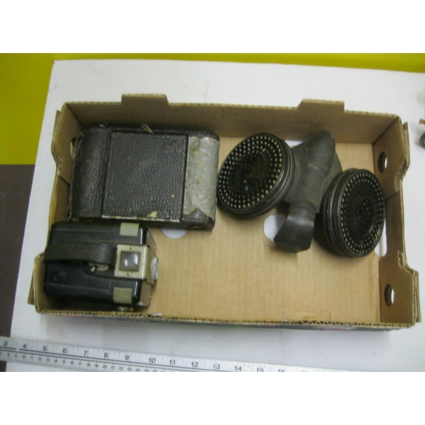 MISC. VINTAGE OIL LANTERN, CAMERAS, ETC.