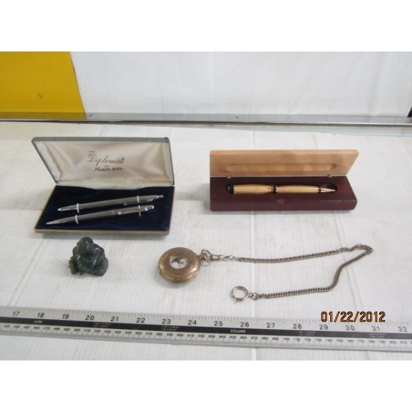 FOUNTAIN PENS, BUDDHA, POCKET WATCH