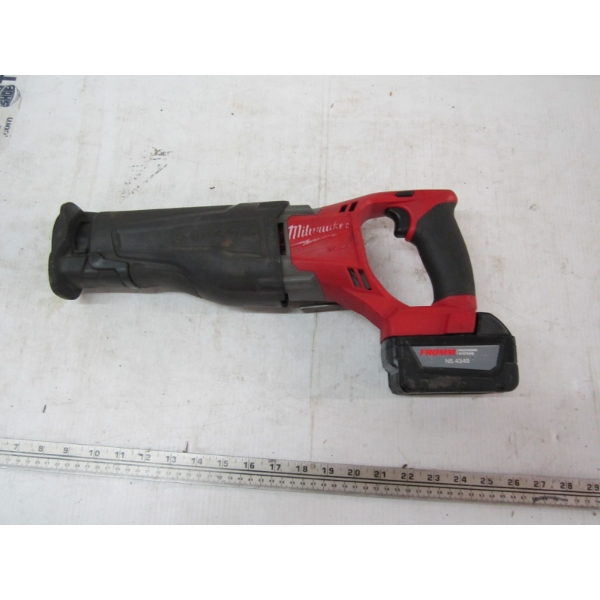 MILWAUKEE SAWZALL W/BATTERY, NO CHARGER