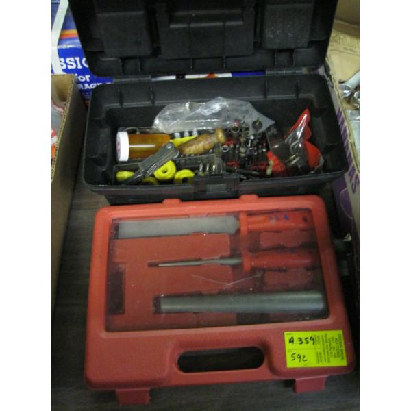DIAMOND FILE SET & A TOOLBOX W/ASST. BITS, ETC.