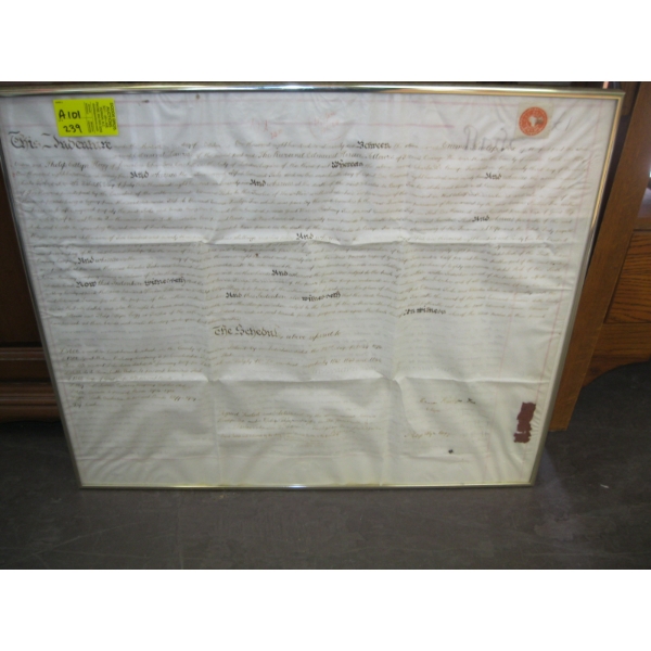 FRAMED PROPERTY DEED/DOCUMENT