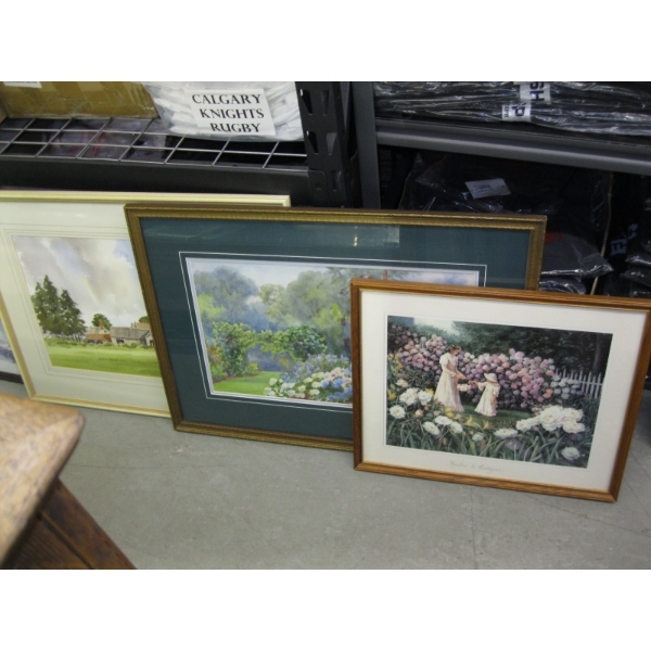 2 FRAMED ORIGINAL WATERCOLORS & SM. FRAMED PRINT
