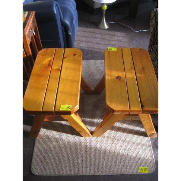 PAIR OF WOODEN END TABLES
