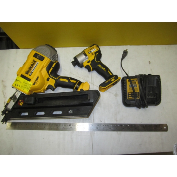 DEWALT CORDLESS AIR NAILER & IMPACT W/CHARGER - NO BATTERIES