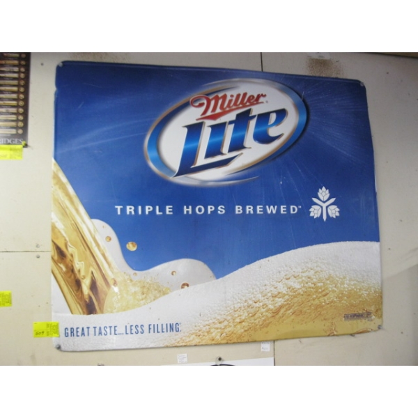 LG. MILLER LITE TIN SIGN