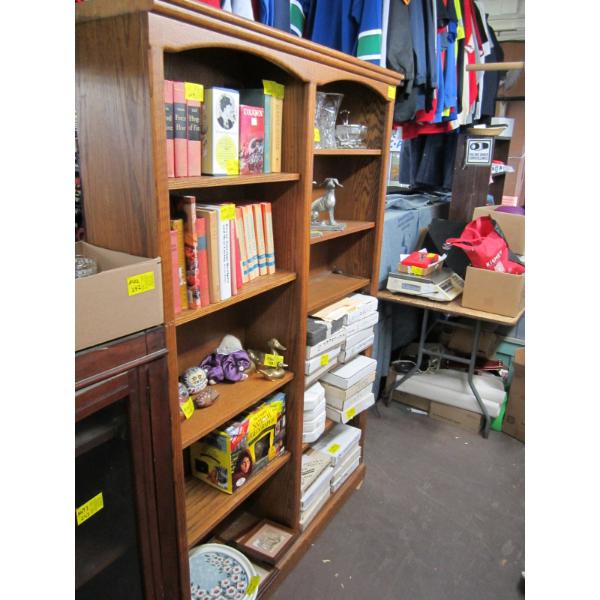 2 PART OAK BOOKSHELF