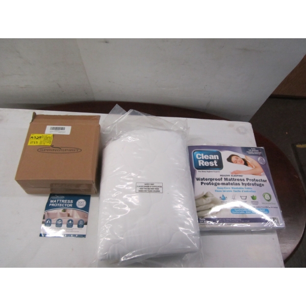 NEW MATTRESS PAD & 2 MATTRESS PROTECTORS - TWIN SIZE